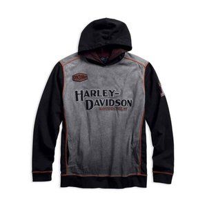 Harley-Davidson® Men's Iron Block Distressed Pullover Hoodie, Black 99001-17VM